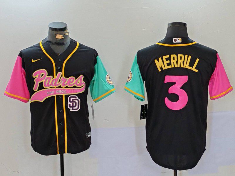 Men San Diego Padres #3 Merrill Black Joint Name 2024 Nike MLB Jersey style 8